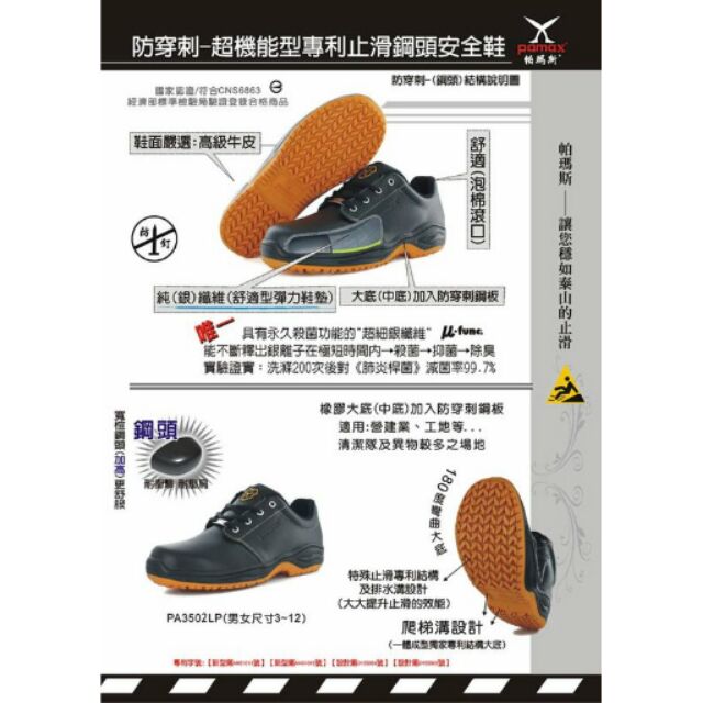 全新現貨PAMAX 帕瑪斯【超魔力止滑安全鞋】休閒型防滑工作鞋、專利止滑鞋