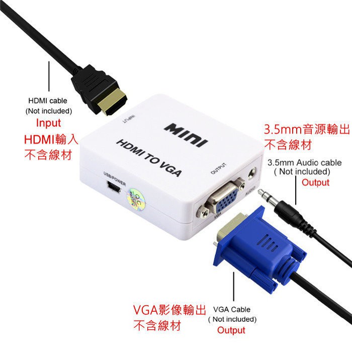 台灣晶片HDMI轉VGA HDMI2VGA轉接盒 MOD 有線無線數位電視 選台器 機上盒 轉接CRT / LCD螢幕