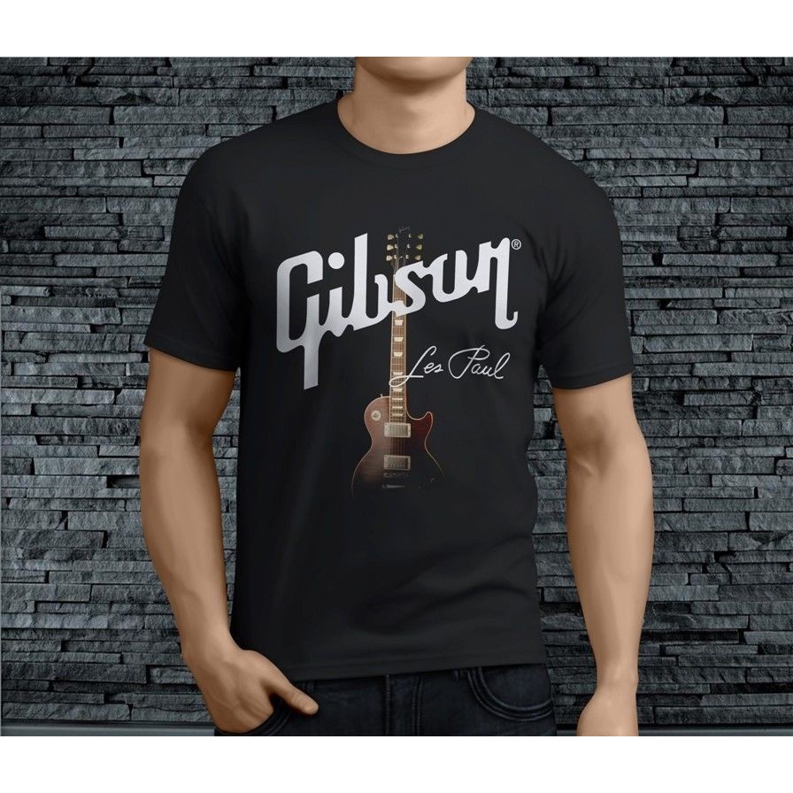 Cartoons Man Gibson Les Paul 吉他頭黑色男士純棉 T 恤 DX