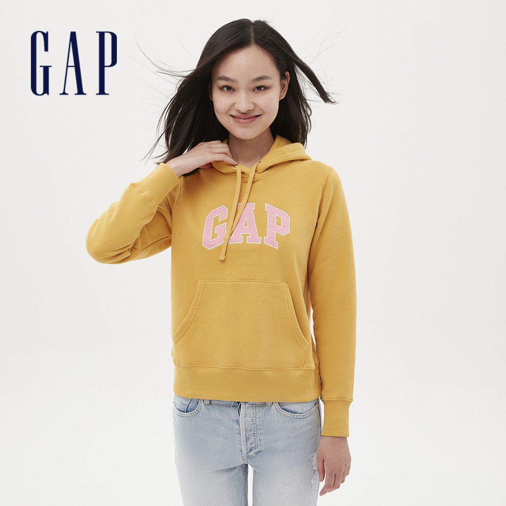Gap 女裝 Logo亮色款帽T 碳素軟磨系列-金黃色(620507)