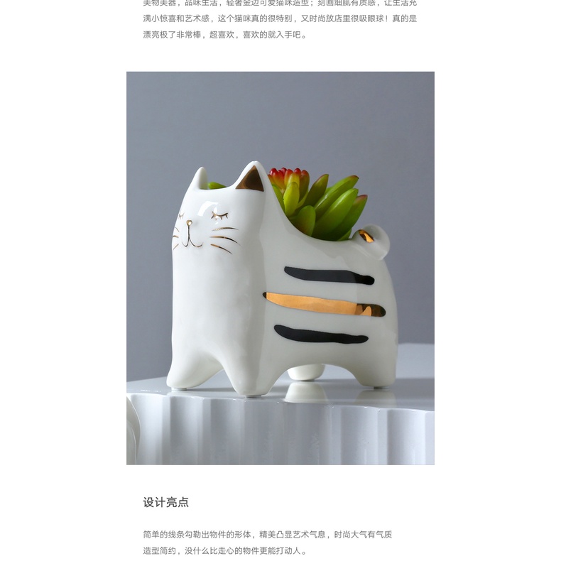 現代貓咪花瓶花盆盆栽動物擺件客廳插花電視櫃茶幾創意簡約家居裝飾品可愛陶瓷 品質人生 蝦皮購物