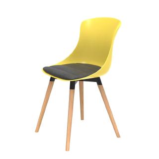 (組合) 特力屋 萊特塑鋼椅 櫸木腳架40mm/黃椅背/灰座墊