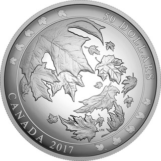 現貨 - 2017加拿大-楓葉-凸面造型-5盎司銀幣