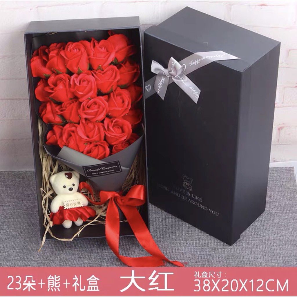 推薦 送禮首選 23朵玫瑰花束 情人節花束 畢業禮物 生日花束 情人節玫瑰香皂花束禮盒 交換禮物 乾燥花 蝦皮購物