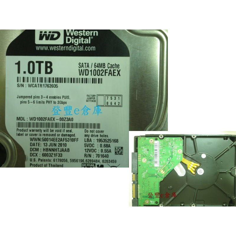 【登豐e倉庫】 F80 WD1002FAEX-00Z3A0 1TB SATA3 救資料 檔案救援 修理硬碟 資料復原