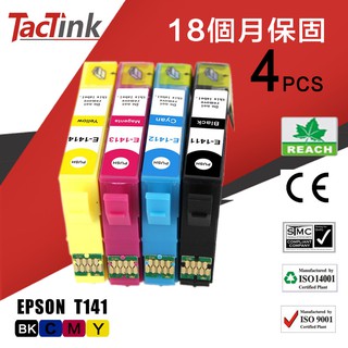 【TacTink】EPSON 141 顏色齊全 1黑3彩可選 相容 副廠墨水匣組合 適用 ME32/82WD（含稅）