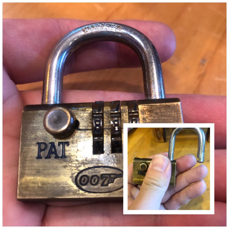 「小頑銅」007密碼鎖 早期銅頭 免鑰匙 彈簧鎖