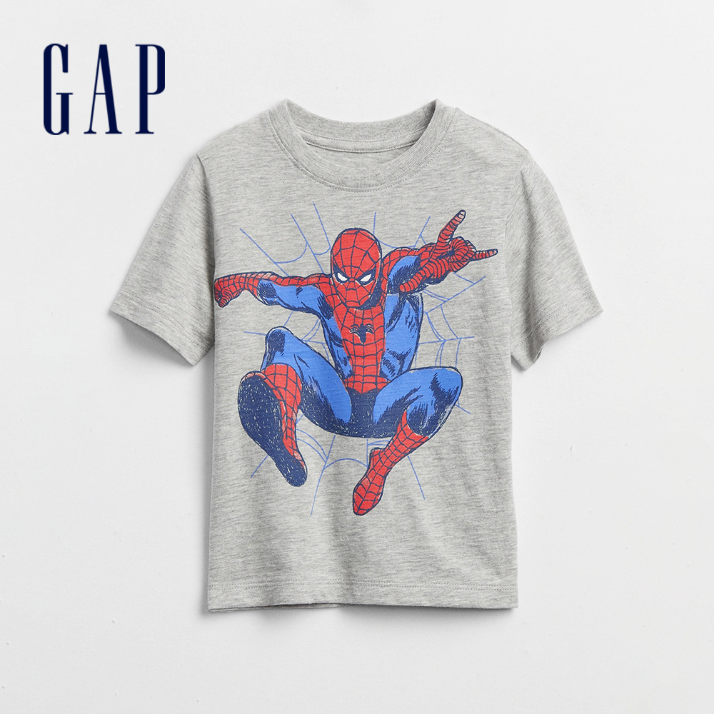 Gap 男幼童裝 Gap x Marvel漫威聯名 印花短袖T恤-灰色(888574)