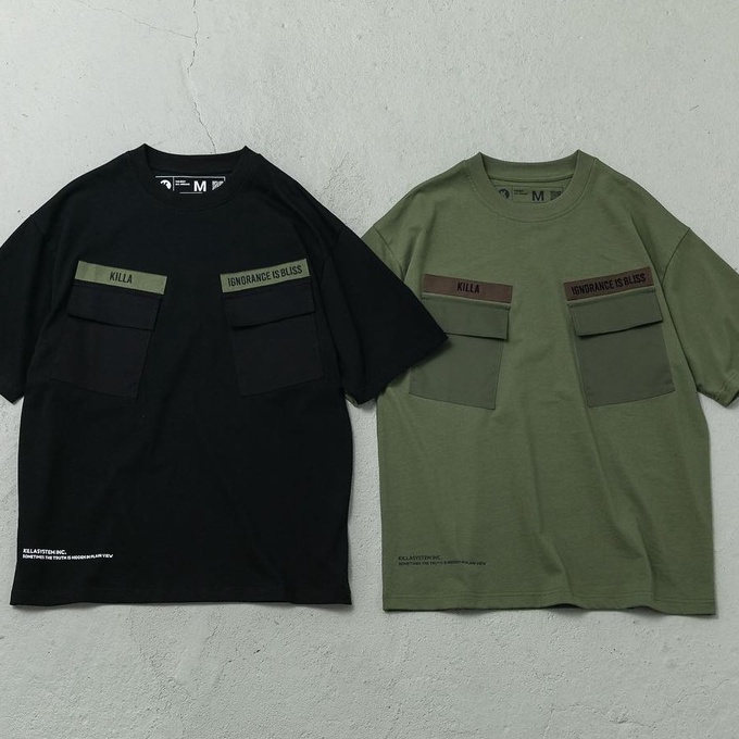 FASHION KILLA 22S/S MILITARY RANK TEE 軍裝貼布雙口袋Ｔ恤 黑 / 軍綠 2色