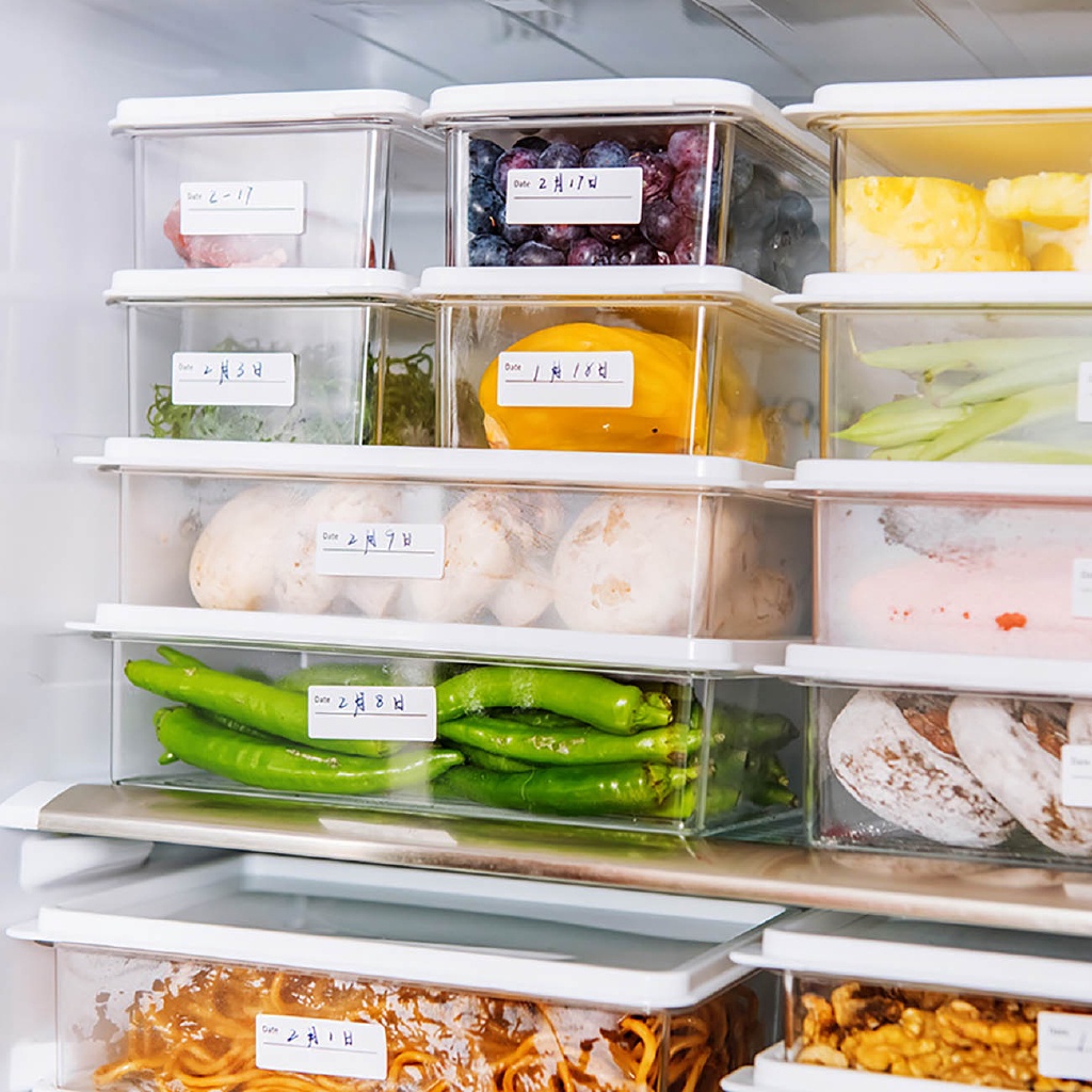 居家家【買十送一】可疊加食物保鮮盒 塑料透明食物收納盒 冰箱食品水果保鮮盒 廚房帶蓋密封儲物盒