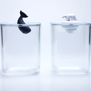 【QUALY】海洋透明收納罐-共2款(北極熊/小鯨魚)《泡泡生活》禮物 棉花棒 化妝棉 桌上收納 環保
