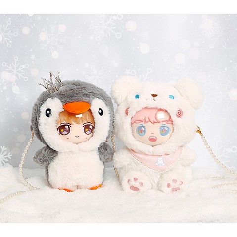 （15、20cm娃衣）兩用企鵝北極熊娃包套組 👑 BTS EXO TWICE 20cm娃衣 15cm娃衣 娃包 娃鞋