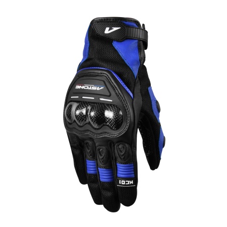 ASTONE - KC01 黑 / 藍 透氣雙手觸控防摔手套 碳纖護具  短版機車手套