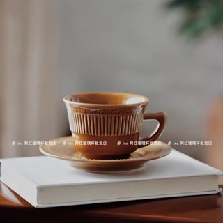 DOUBBLE 生活家居網紅ins復古條紋陶瓷咖啡杯濃縮咖啡杯碟套裝下午茶拿鐵杯北歐風#超取請聊聊我#預購
