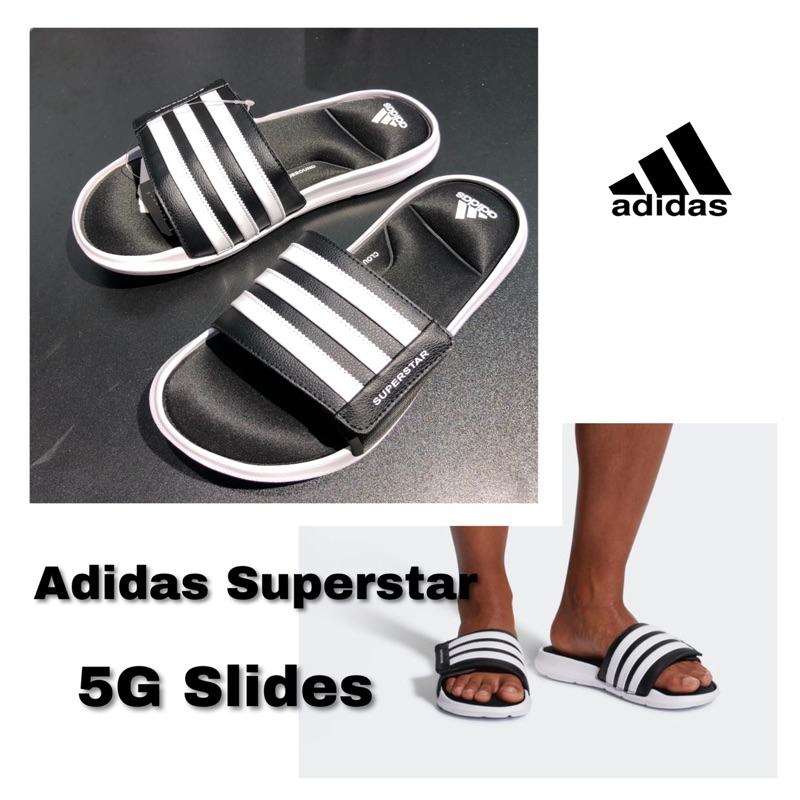 ADIDAS SUPERSTAR 5G SLIDES 愛迪達 男女 魔鬼氈 軟底 運動拖鞋 黑白 AC8325