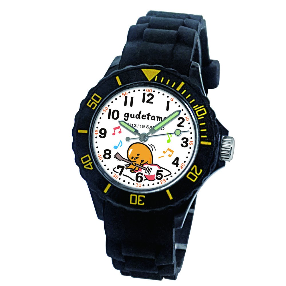 【三麗鷗】舞動蛋黃哥 派對運動彩帶手錶(中型/黑)