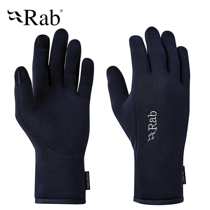 【Rab 英國】Power Stretch Contact Glove 保暖刷毛觸控手套 男 深墨藍 (QAH-55)