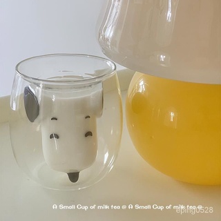 Zakka日雜 可愛雙層杯 咖啡杯 果汁杯 杯子 雙層玻璃杯 雙層杯 動物 日式ins風玻璃水杯網紅博主杯子雙層卡通可愛
