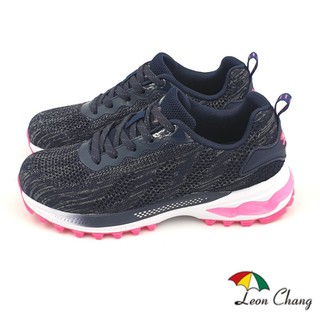 【MEI LAN】Leon Chang 雨傘牌 (女) 輕量 飛織 氣墊 健走鞋 運動鞋 透氣止滑 7738 藍另有紫色