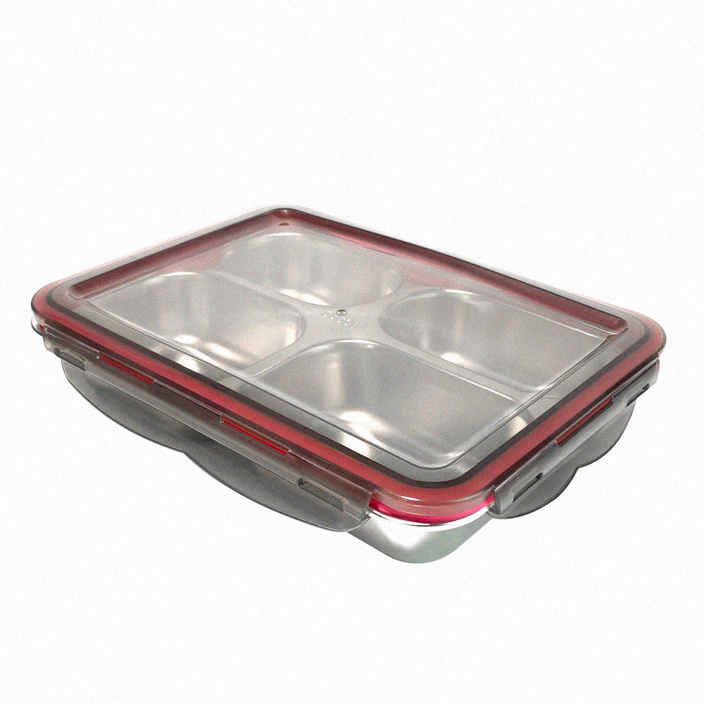 百貨通 【304不鏽鋼餐盒(四格)】便當盒 餐盒 不銹鋼 餐盤 隔熱餐具 分格餐具 保鮮