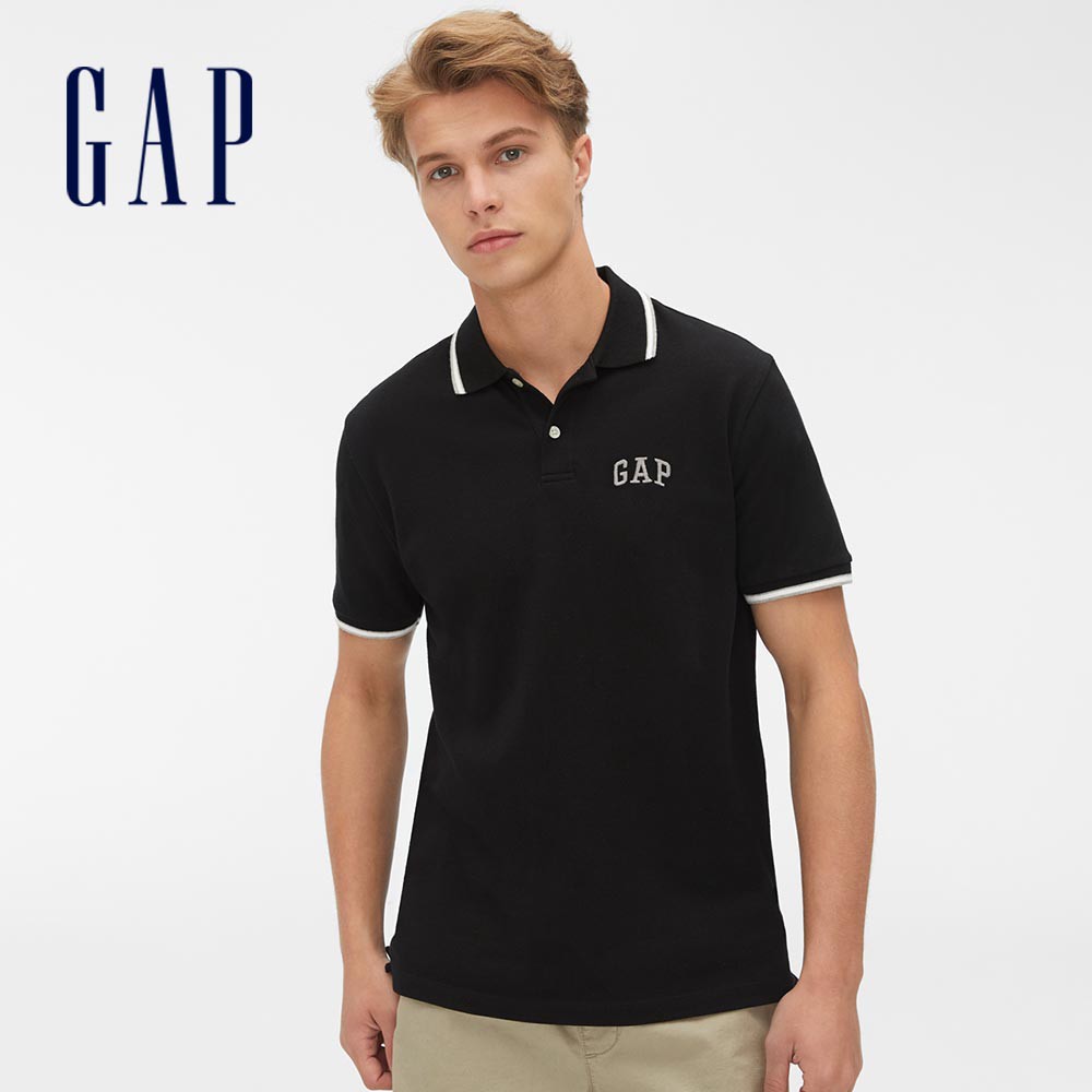 Gap 男裝 Logo舒適短袖POLO衫-正黑色(440725)