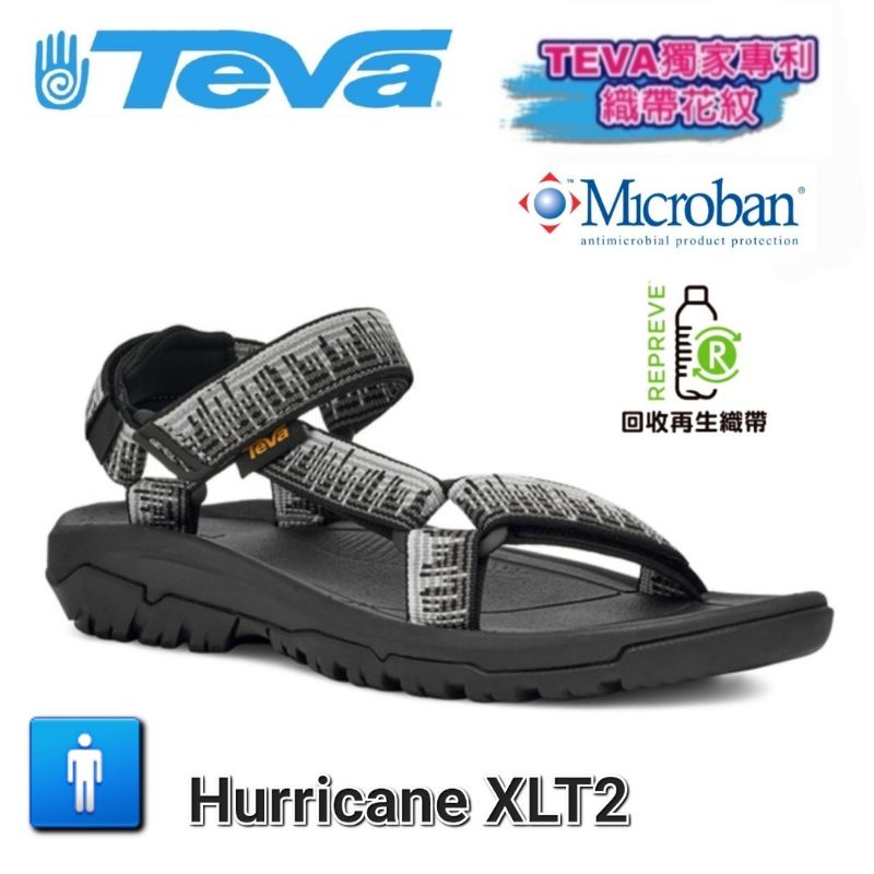 美國TEVA男Hurricane XLT2花紋織帶運動涼鞋/雨鞋/水陸鞋(大氣黑/灰色-TV1019234ABGRY)