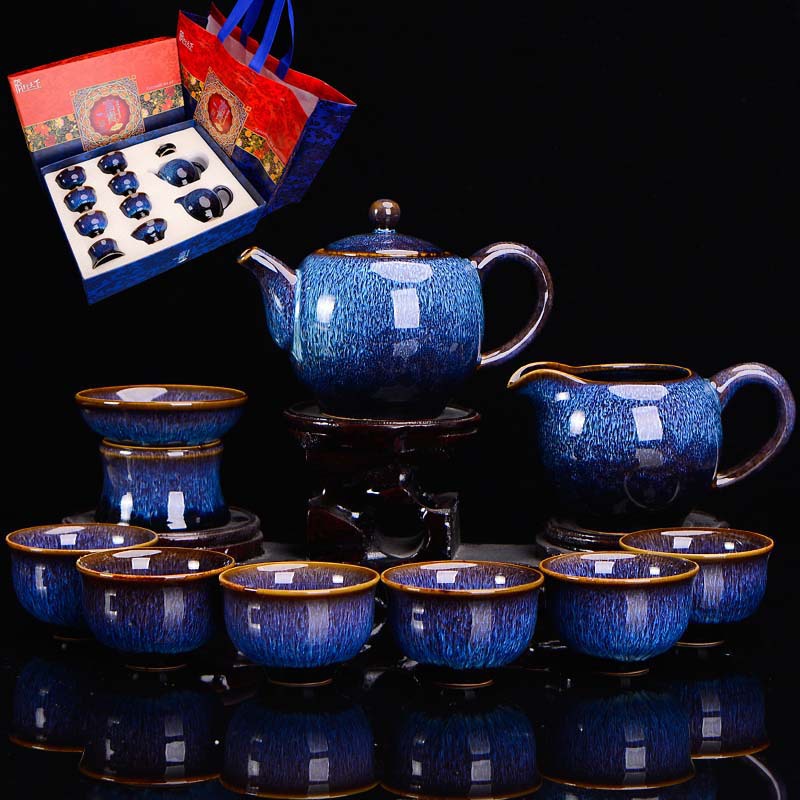 創意窯變陶瓷茶具套裝天目釉建盞功夫茶壺蓋碗茶具禮品