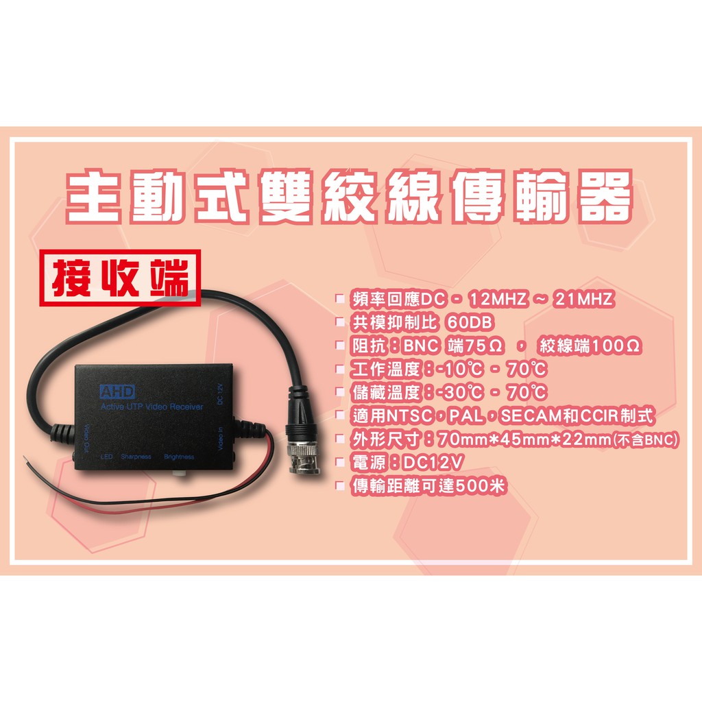 HD 1080P主動式雙絞線傳輸器(接收端)