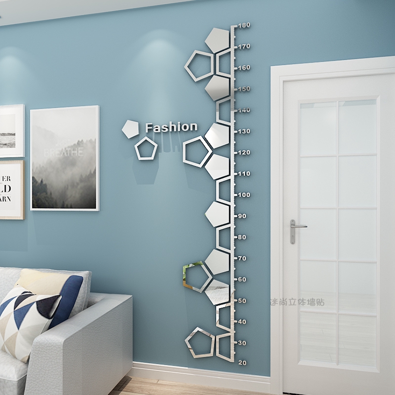 🎏J.Q 創意家居🦒北歐3D立體壓克力鏡面壁貼 成人兒童身高貼 牆貼  臥室客廳裝飾 牆面裝飾佈置 高CP