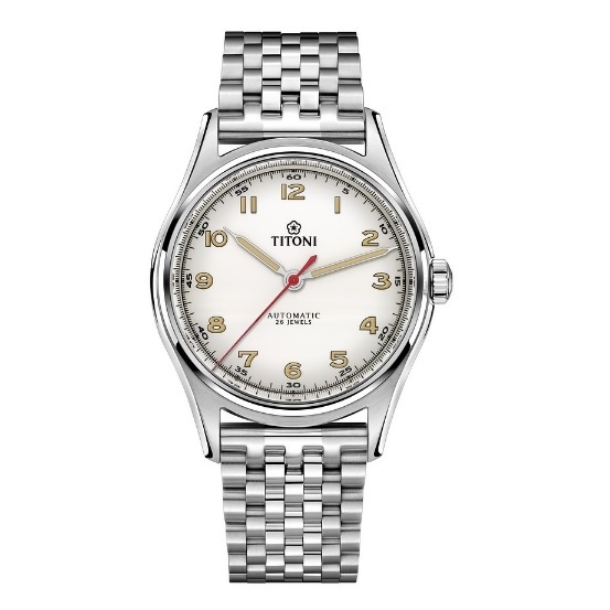 【TITONI 梅花錶】HERITAGE傳承系列 經典機械腕錶 白面鋼帶 83019S-639