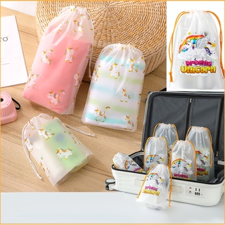 新款獨角獸/熊/熊/卡通Pvc化妝品抽繩袋防塵印花