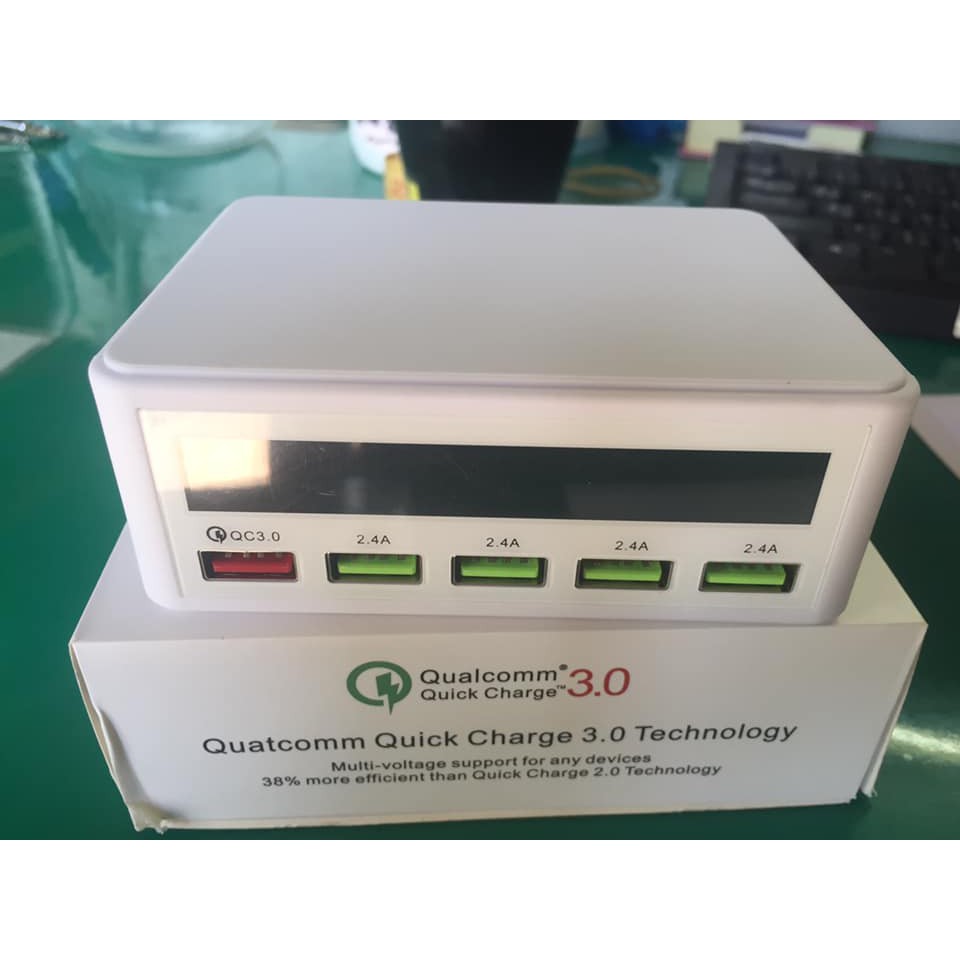【台灣現貨】USB 充電器 QC3.0 快充5P 帶電流表(含贈手機電池維修器)