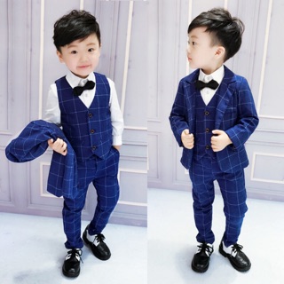 ❤️臺灣出貨❤️有80碼兒童套裝 西裝褲 男童裝西服套裝英倫修身格子禮服小西裝韓版花童婚禮禮服 表演禮服畢業典禮兩件套
