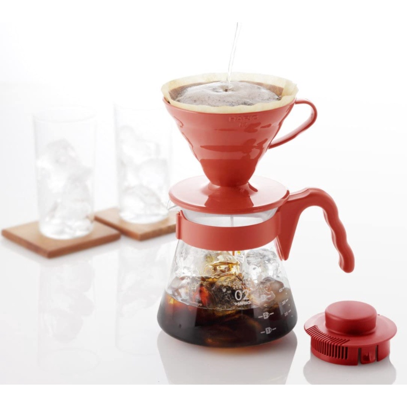 Hario V60濾杯 咖啡濾杯組 700ml 紅色樹脂濾杯1-2人份咖啡玻璃壺