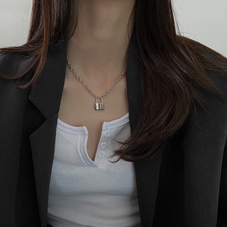 現貨-輕奢小眾鎖頭項鍊女毛衣鎖骨鏈ins潮嘻哈鍊子韓版男冷淡風蹦迪酷-D67