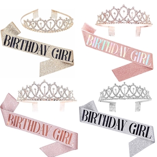 生日快樂 Sash Set Girl Princess With Tiara Crown Party 肩帶套裝 Bitc