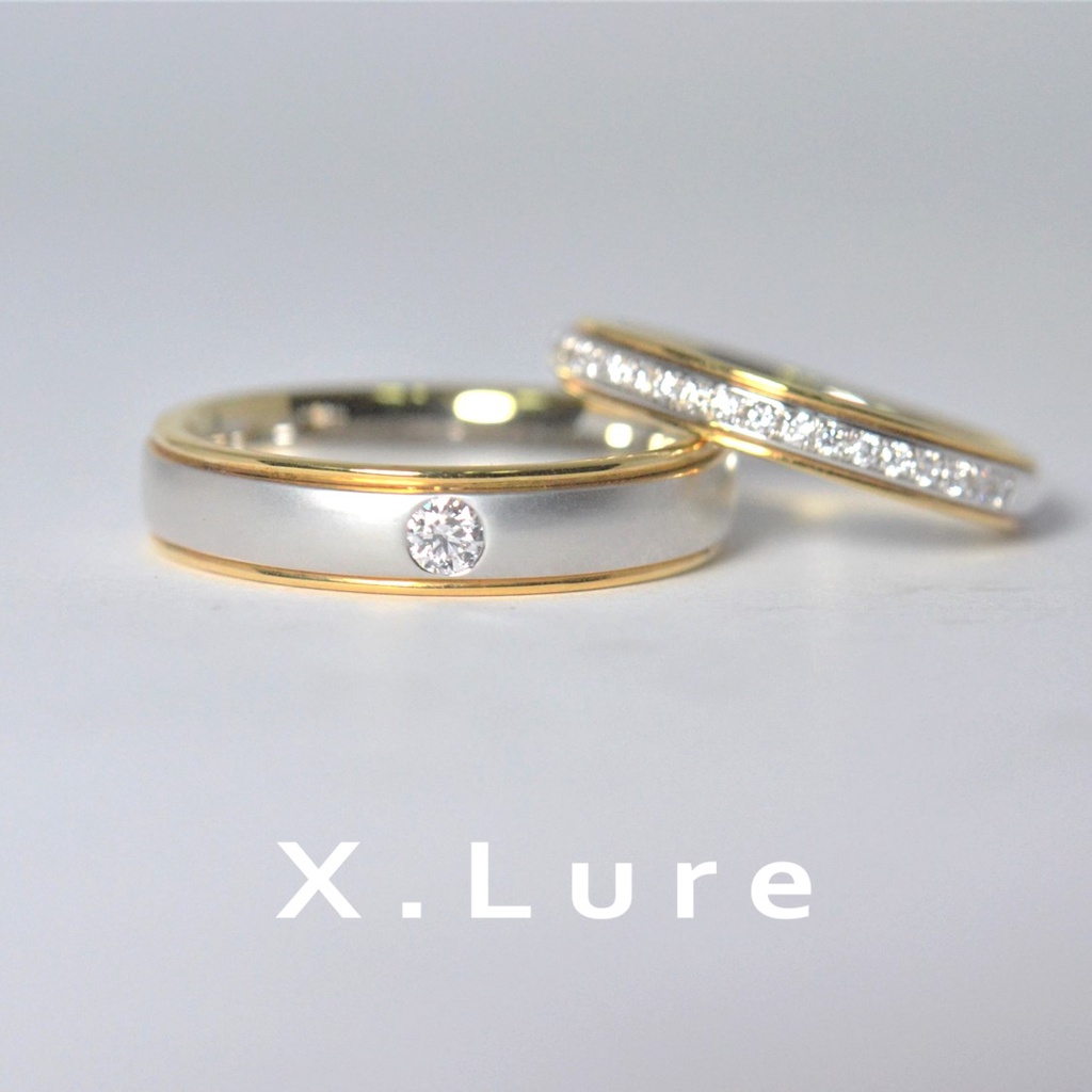 【X.LURE】14K 黃K雙色鑽石對戒 結婚對戒 婚戒 對戒 情侶戒 線戒 鑽戒 男戒 女戒 真金 真鑽 K金 輕珠寶