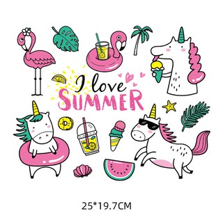 【皮卡布】熱轉印貼紙 S-G7 SUMMER 彩虹馬 獨角獸 西瓜 泳圈 熱熨燙貼 手工diy 熱轉印燙畫 燙畫貼