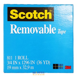 3M 台灣 Scotch 可再貼隱形膠帶 Cat.811 藍盒 19mm x 32.9m