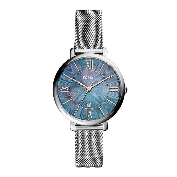 【Fossil】Jacqueline愛琴海閃耀錶框米蘭時尚腕錶-珍珠藍/ES4322/台灣總代理公司貨享兩年保固