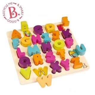 【美國媽咪】美國 B.Toys 感統玩具 新逗樂厚片積塊 積木 拼圖 ABC英文學習拼圖 台中