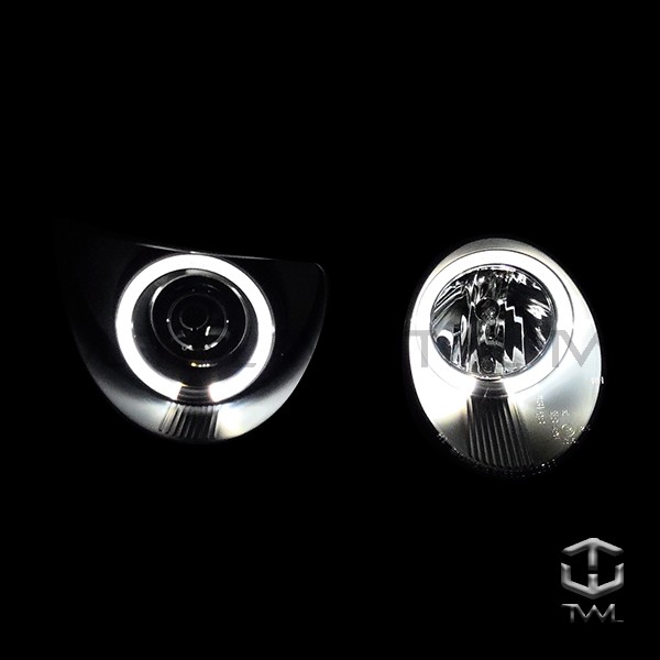 台灣之光 全新 BENZ W210 99 00 01 02年後期黑底LED光圈魚眼投射式大燈組