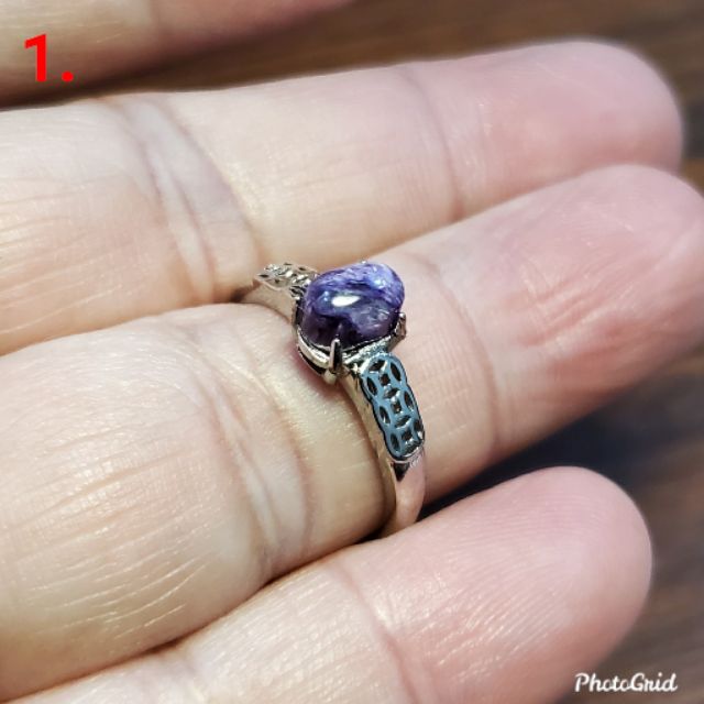 紫龍晶 戒指 蛋面 天然❤水晶玉石特賣#B176-1