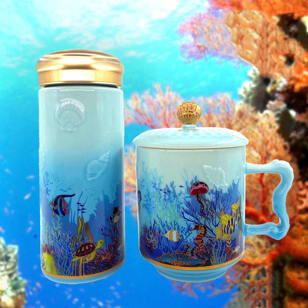 乾唐軒活瓷--- 海底世界隨身杯+高杯400ML--- / (大 / 特雙 / 350ml)(小/ 單層380 ml)