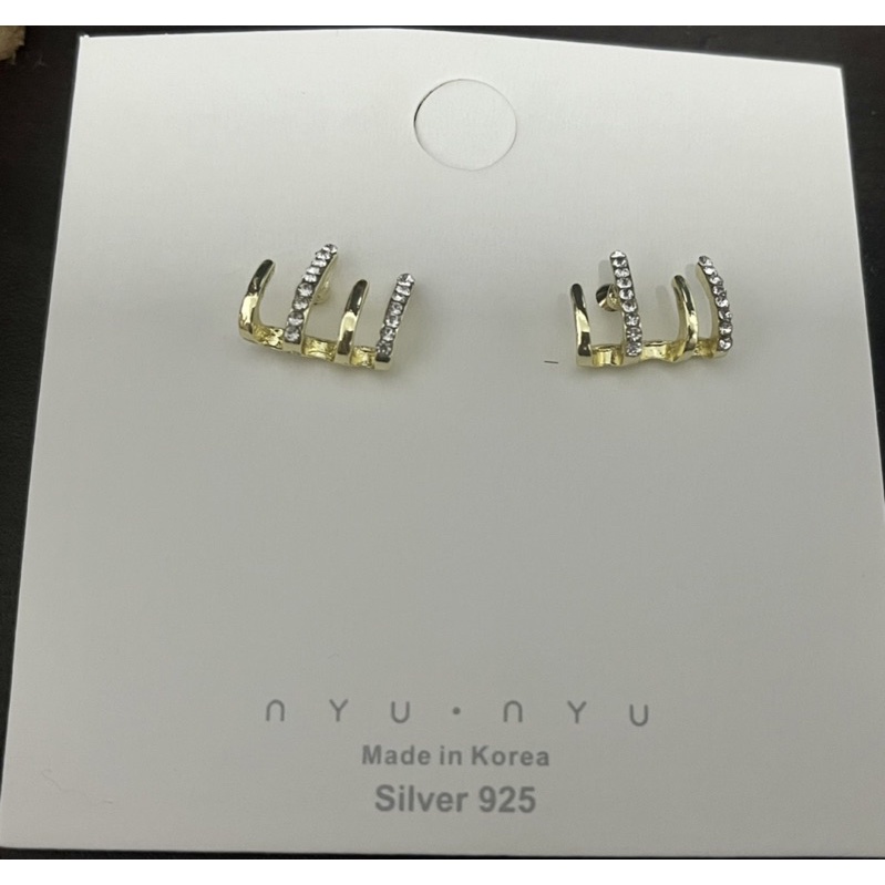 正韓 nYU•nYU  925純銀 silver925 nyu nyu 簡約 線條 耳環 耳針
