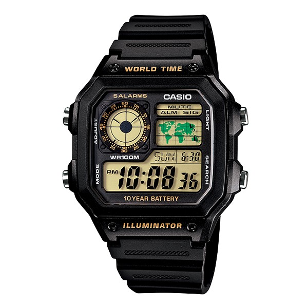 【CASIO】卡西歐 10年電力電子錶款AE-1200WH-1B防水100米 宏崑時計 台灣卡西歐保固一年