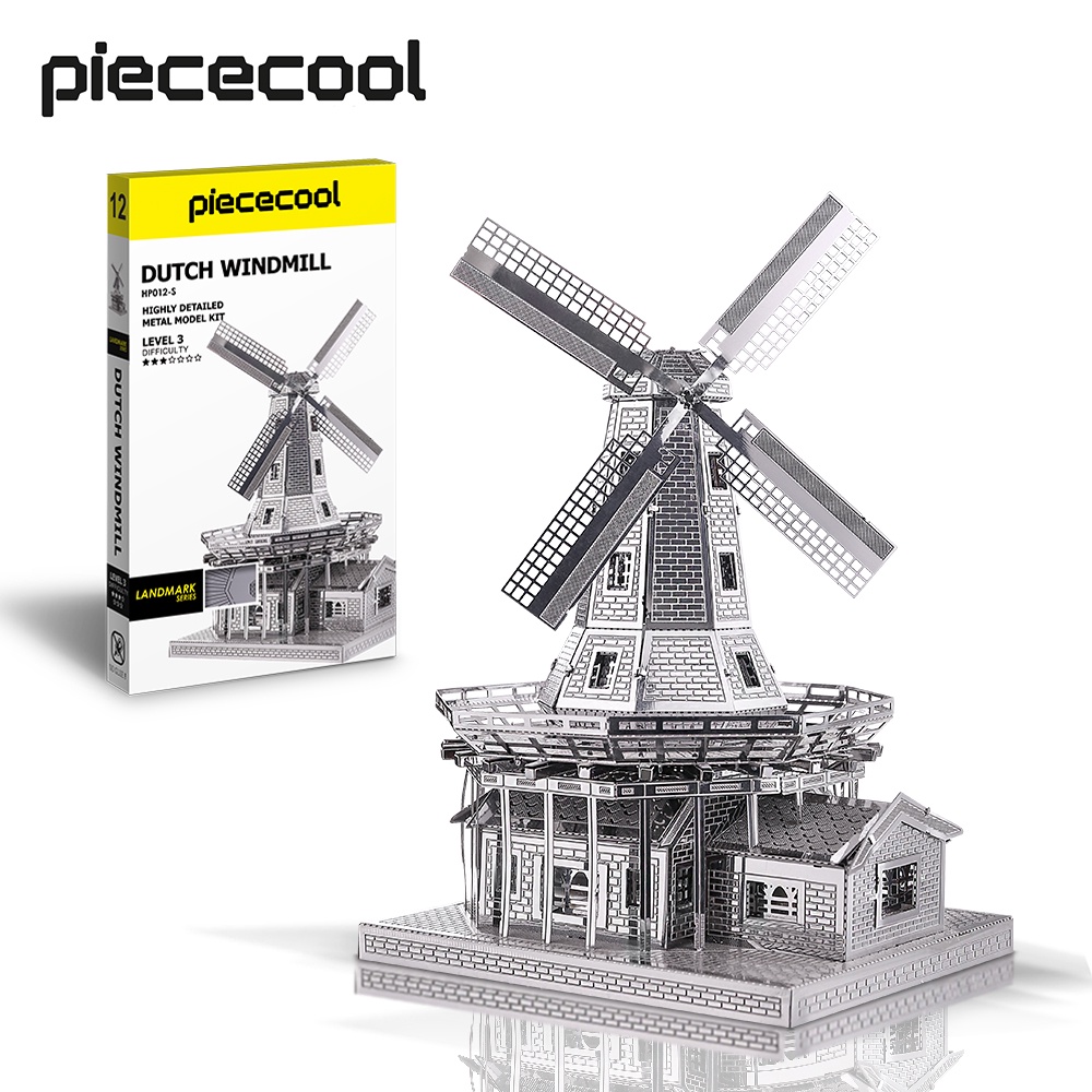 Piececool 3D 金屬拼圖 DIY 荷蘭風車模型套件拼圖積木兒童禮物