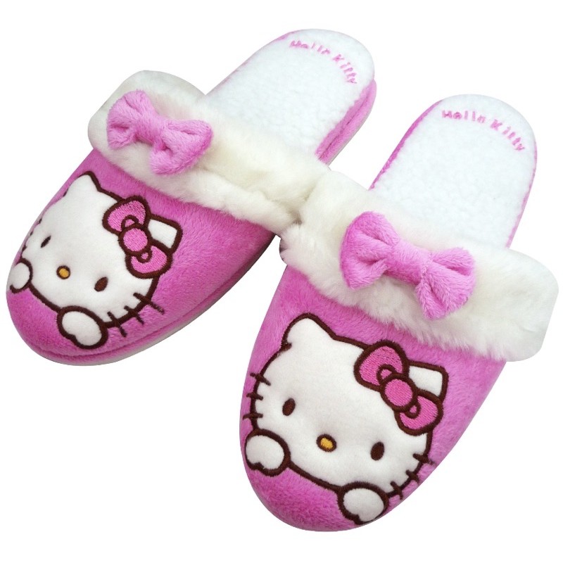 全新現貨【Hello Kitty】短毛絨布室內拖鞋～蝴蝶結