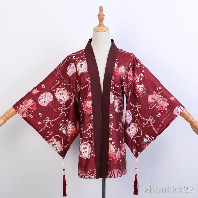 原創國牌 草莓御守 和服羽織外套多色長短款流蘇精致印花柄圖日系 蝦皮購物