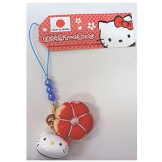 日本 現貨 Hello Kitty 凱蒂貓 和心鈴鐺吊飾 和風花款 日本製 手機吊飾 鑰匙圈 掛飾